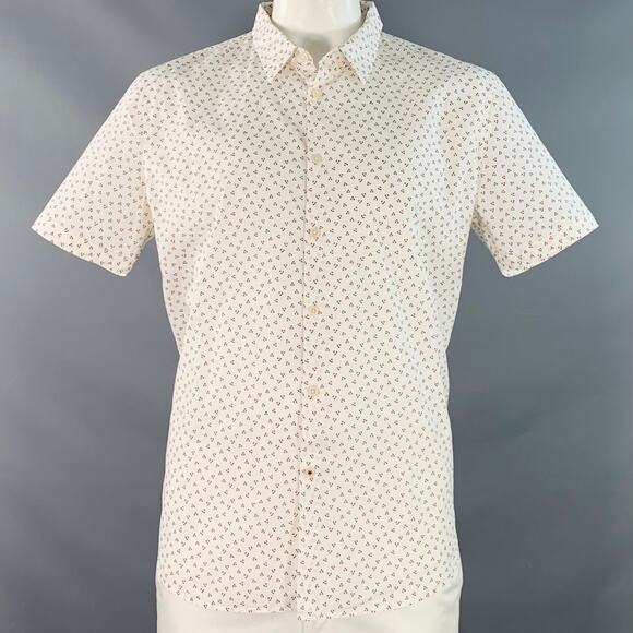 JOHN VARVATOS * U.S.A. Size XL White Black Red Graphic Short Sleeve Shirt - Picture 1 of 8